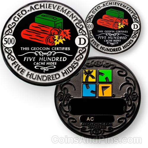 500 hides geocoin and pin
