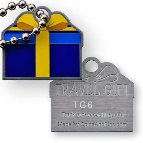 Blue gift, traveller tag