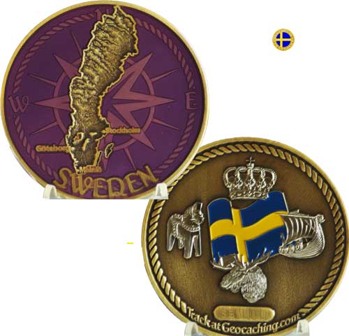 Sweden coin, antik brons/silver, lila