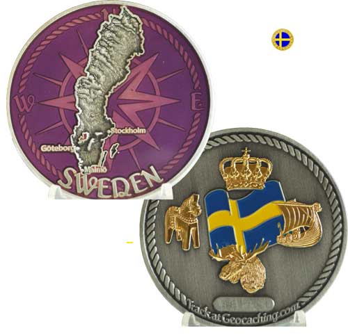 Sweden coin, antik silver/guld, lila