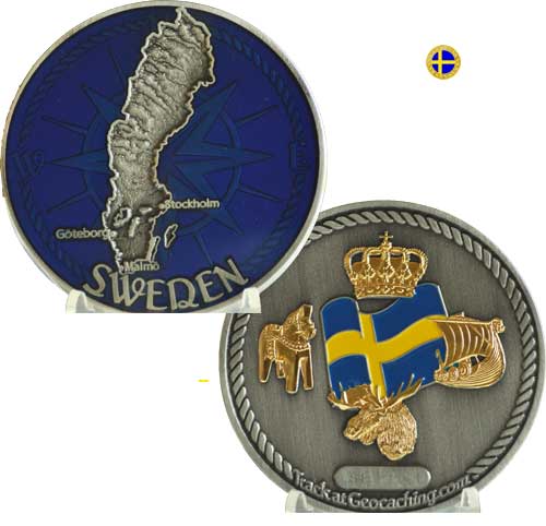 Sweden coin, antik silver/guld,blå