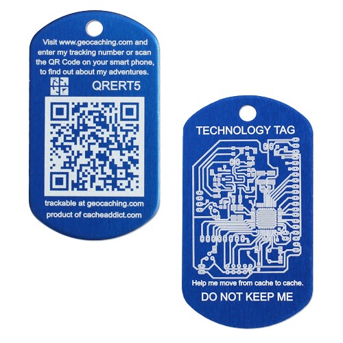 QR tech tag, blue